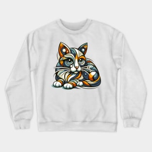 Pop art cat illustration. cubism cat illustration Crewneck Sweatshirt